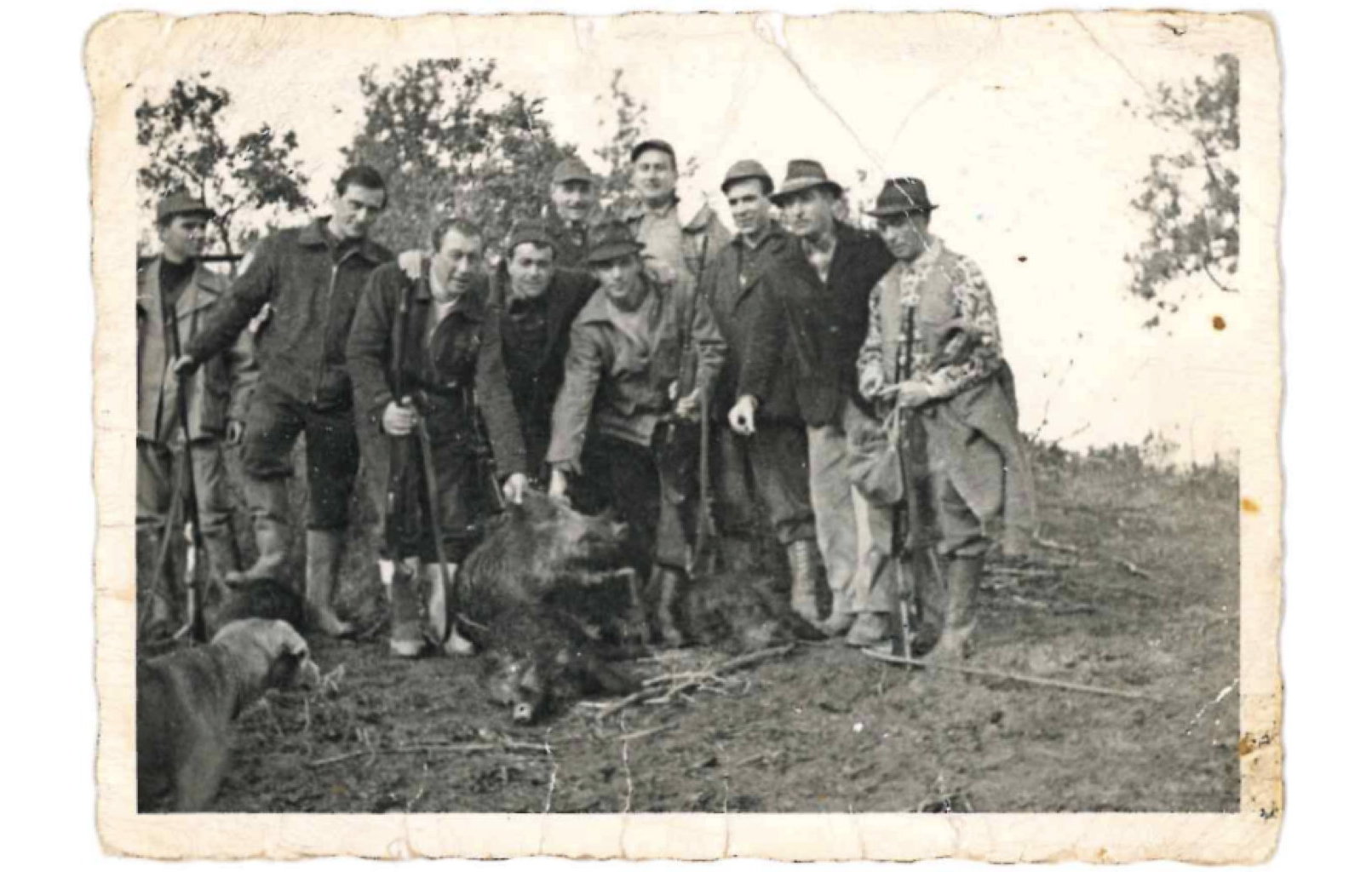 Paolo (left) with his hunting squad in Italy. 1976